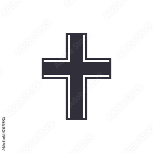 A simple black and white graphic icon of a German Iron Cross, a historic military symbol, isolated on a white background.