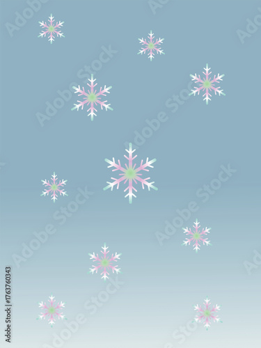 Pastel Snowflakes on Blue Background