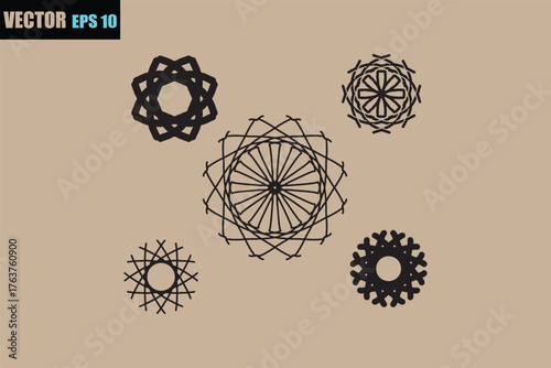 Intricate geometric mandala designs collection featuring circular patterns and radial symmetry on a textured background