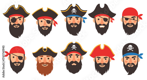 Pirate Avatars - A Collection of Cartoon Pirate Faces.