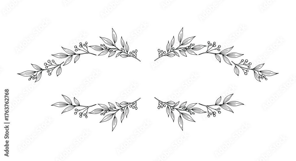 Obraz premium Elegant Botanical Frame with Delicate Leaf Illustrations.