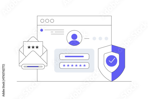Two-step verification. OTP. Authentication password, one-time password for secure login for a account or app. Login page. Flat Cartoon Vector Illustration, icon Stylish abstract design landing page 