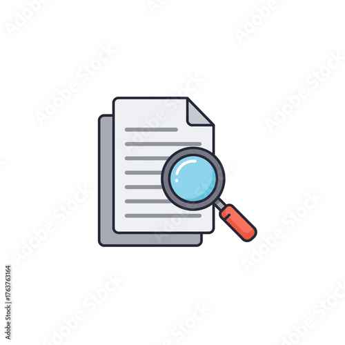 A magnifying glass meticulously examines a stack of important documents, symbolizing thorough research, detailed analysis, and careful information review.