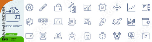 Cryptocurrency Icon Set – Symbols of Digital Assets, Blockchain Security, and Crypto Investment