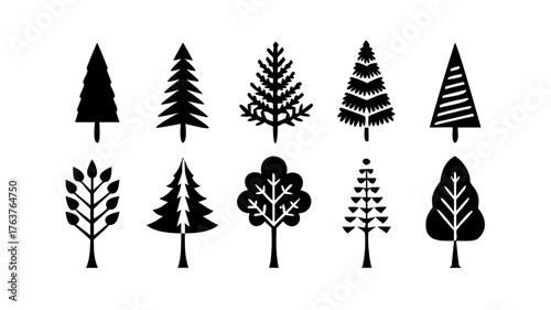 trees, tree, symbol, leaf, christmas, vector, forest,icons