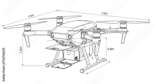 Vector art of drone with dimensions