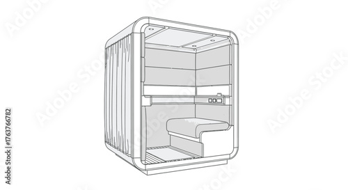 Illustration of a soundproof booth for privacy
