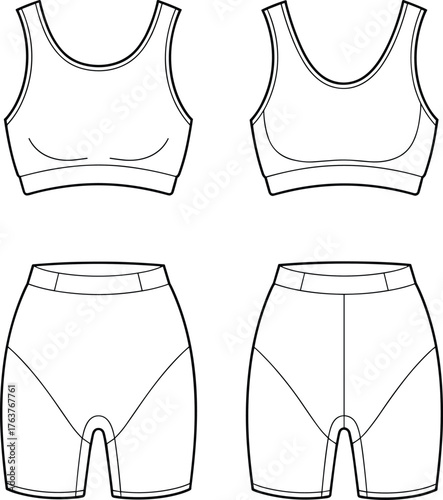 Technical Fashion Flat Sketch of a Women's Oversized Scoop Neck Sweatshirt or Jumper, Long Sleeves, Rib Cuffs and Hem, Front Patch Pockets Vector.