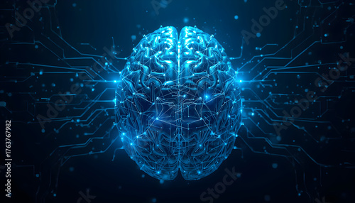 Digital neural network with glowing cyan nodes on dark abstract background     


