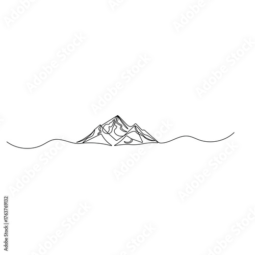  mountain line drawing icon continuous one line drawing outline vector illustration