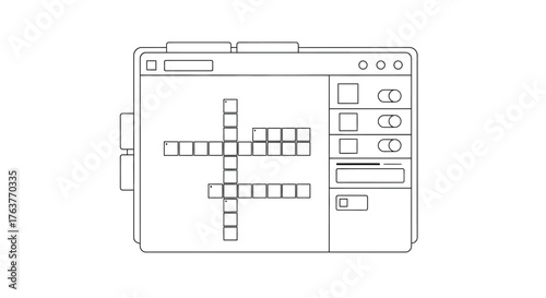 Vector art of a crossword puzzle is displayed within a computer window interface, suggesting a digital or online gaming experience