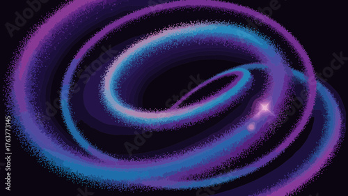 Abstract swirling vortex of vibrant purple and electric blue light trails against a dark background creating a sense of motion and energy