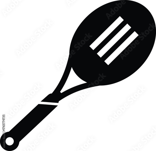 Tennis Racket Silhouette Vector – Sports Equipment Icon for Fitness and Game Design
