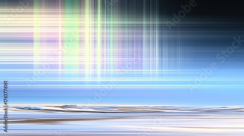 Abstract Light Beam Landscape Art with Multicolor Gradient Hues of Blue, Green, Pink, Yellow on Dynamic Background, Ideal for Wallpaper, Poster, Digital Design and Modern Creative Projects