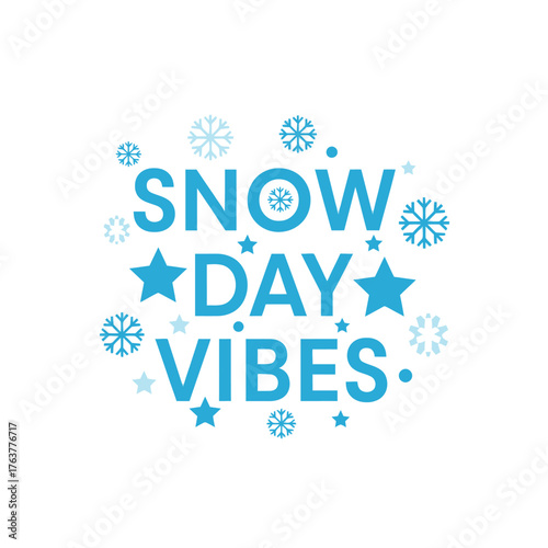 Festive snow day vibes typography christmas t shirt design for winter holidays
