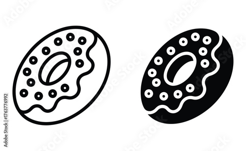 WebTwo tempting donut icons that are simple, modern, and perfect for a website or app design, offering a sweet treat visual that is sure to grab attention with its charming style