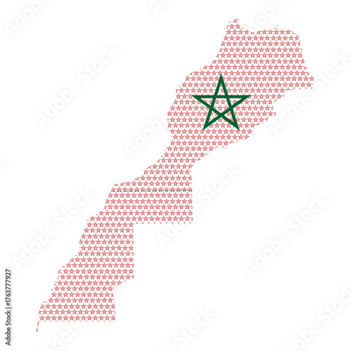 Map of Morocco Including Western Sahara Filled with Star Pattern