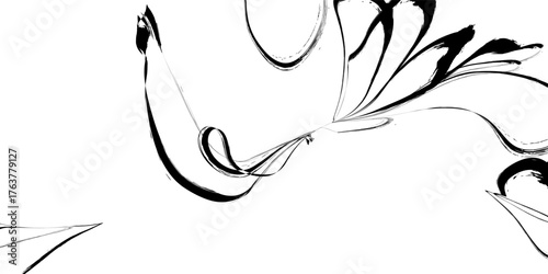 Abstract Black Ink Circles Pattern on White Background