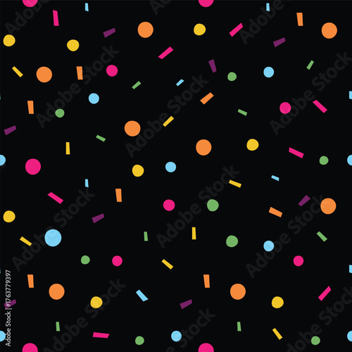 black rainbow confetti repeating pattern
