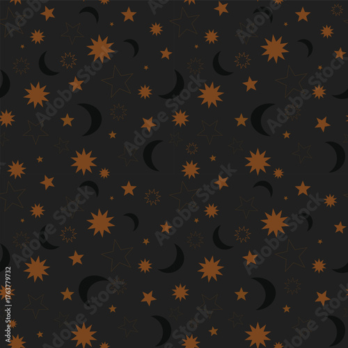 Black orange night sky vector repeat