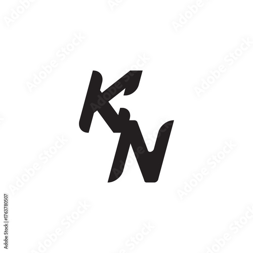 Monogram Simple Design Initial Bold Logo Alphabet Unique minimalist overlaping KN