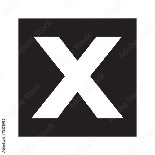 Vector art of black square with a white cross symbol