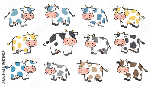 Collections of  cartoon cow vector illustration
