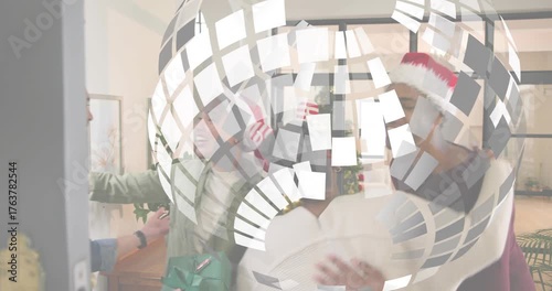 hosts opening door and welcoming guests with hug and gifts for holiday hospitality