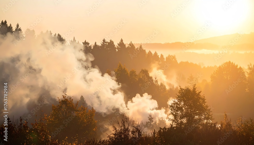Fototapeta premium Misty Sunrise over Forest