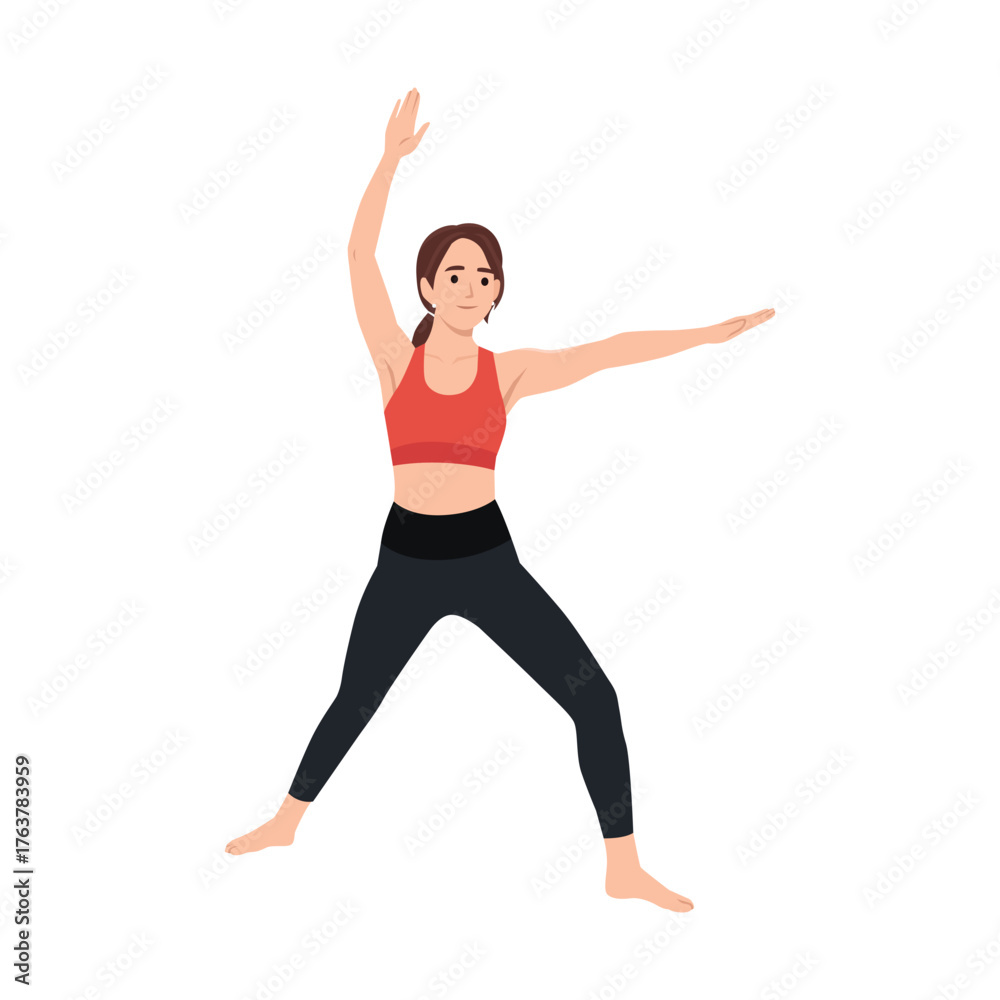 Obraz premium Woman Doing Yoga Stretch Pose. Flat vector illustration isolated on white background