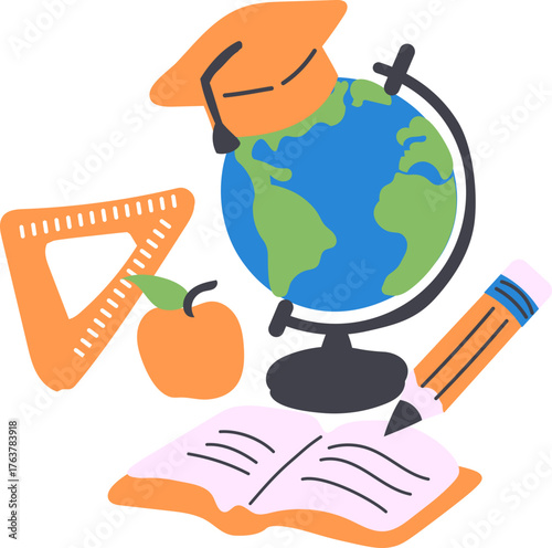 Doodle School Supplies Composition