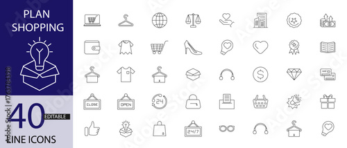 E-Commerce & Online Shopping Icon Pack –40 Line & Fill Vector Icons for Store, Cart, Payment, Delivery, and Retail  application and soltion.