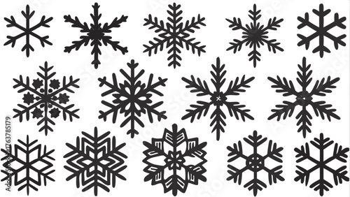Delicate snowflake collection for winter holiday designs and festive season projects with scalable vector origins