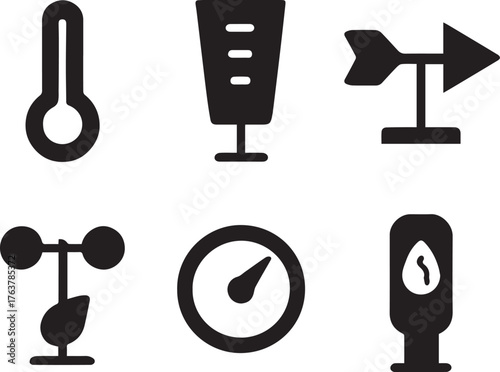 Weather icons set silhouette isolated on white background