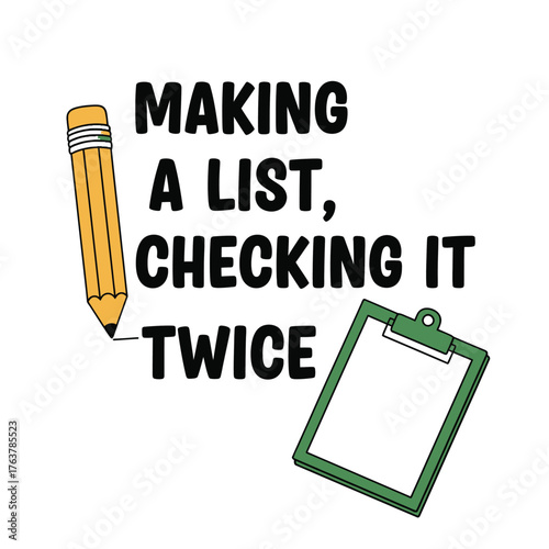 Funny christmas typography t shirt design making a list checking it twice festive apparel