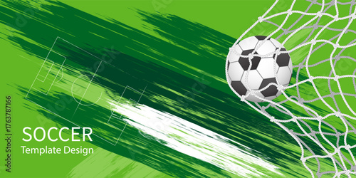 Soccer ball caught in a white net black and white pattern.