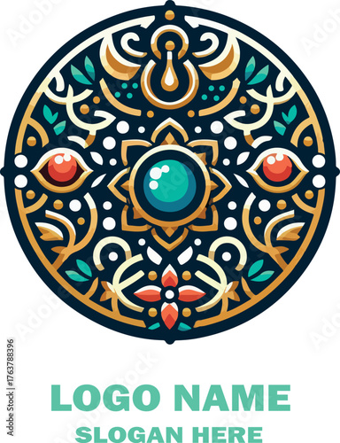Omani jewelry logo icon vector white background .