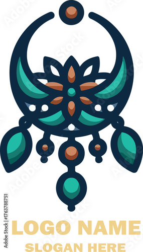 Omani jewelry logo icon vector white background .