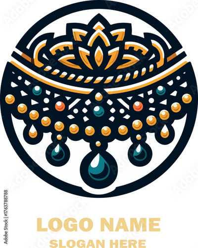 Omani jewelry logo icon vector white background .