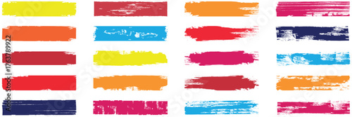 Colorful paint strokes. Set of colorful brush strokes, lines. Grungy brushes collection. Vector black paint brush. Rectangle brush collection. permanent marker pen stroke set.