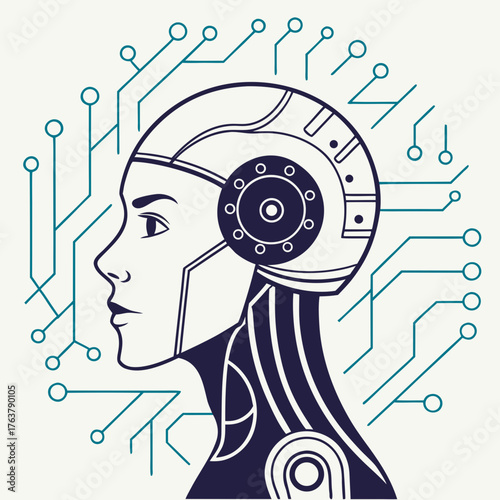 Vector art of cyborg head