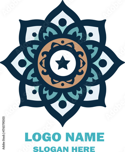  islamic ornamental logo icon vector white background .