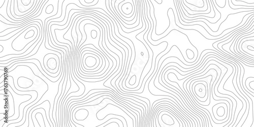 Stylized topographic contour map. Geographic line mountain relief. Abstract lines or wavy backdrop background. Cartography, topology, or terrain path concept. Vector  Illustration.