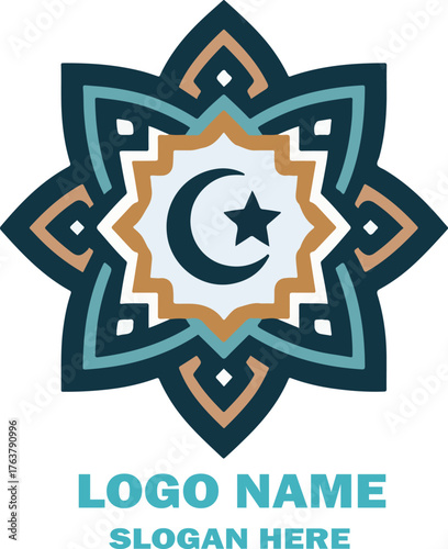  islamic ornamental logo icon vector white background .