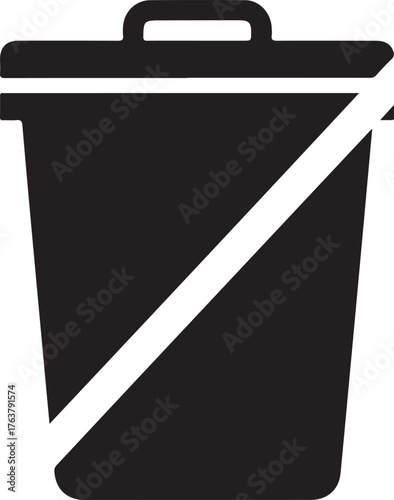  zero waste concept Trash bin with diagonal line