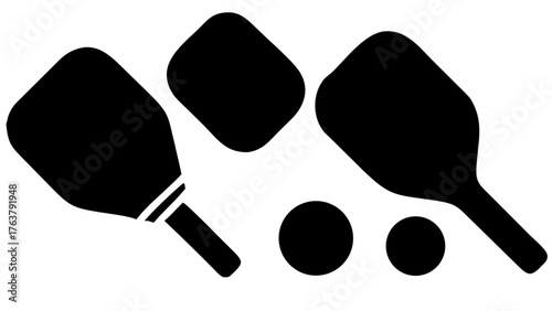 Dynamic pickleball paddles and balls create action-packed sports fun, perfect for active lifestyles and game promotion.