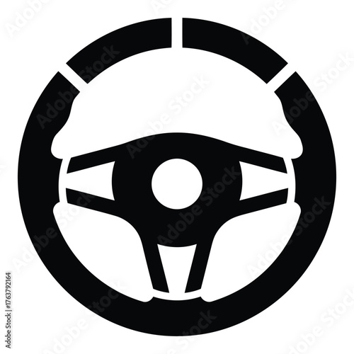 Steering Wheel Icon Design for Automotive Industry and Transportation Solutions in Black and White