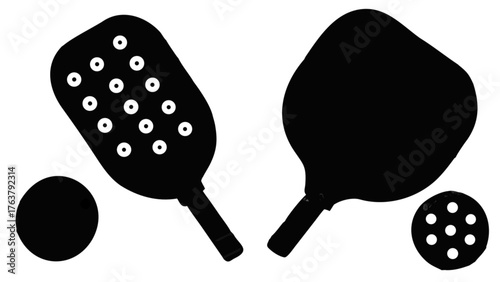 Dynamic pickleball paddles and balls ready for exciting court action and sporting fun