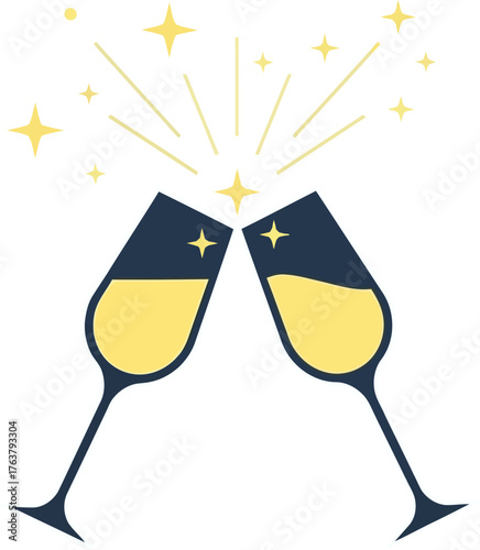 Champagne glasses toast celebration sparkling stars festive cheers event occasion happiness joy
