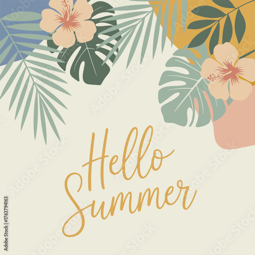 Hello Summer Minimalist Tropical Poster Set